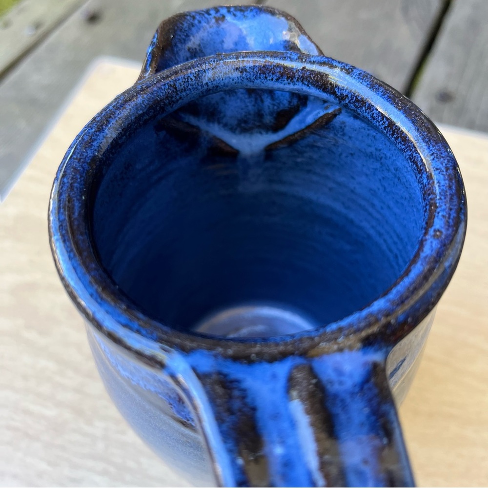 Handmade Ceramic Pitcher In Blue & Brown - Picture 8 of 15